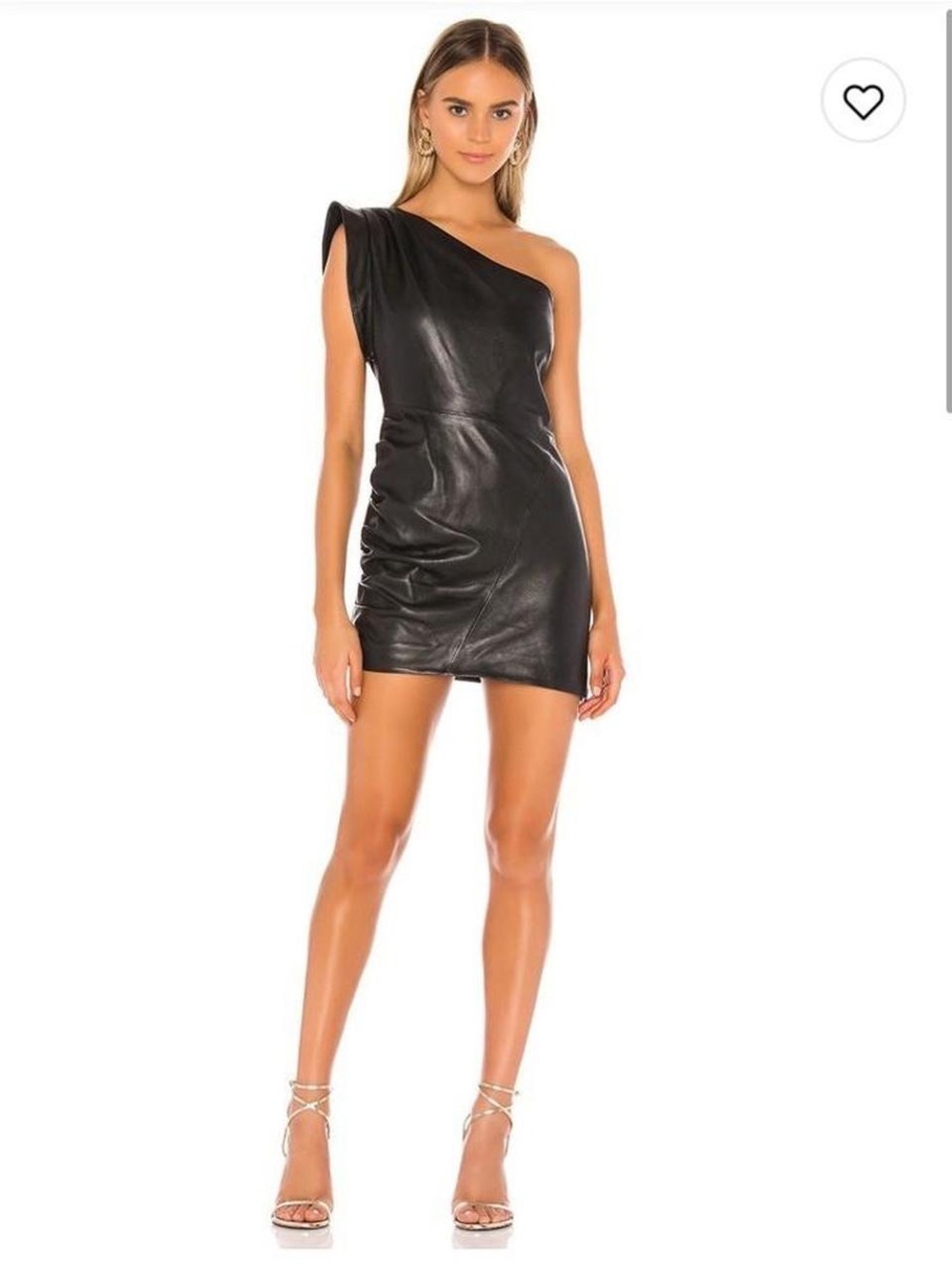 LAMARQUE x Revolve Corey Lamb Leather Asymmetric One Shoulder Mini Dress XL